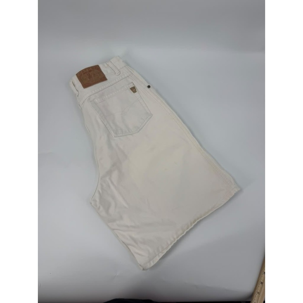 Gloria Vanderbilt Denim Bermuda Shorts 90s Vintage Women Size 14 Cream Off White